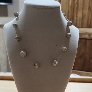 BaubleBar Gold Necklace with Silver Beaded Spheres